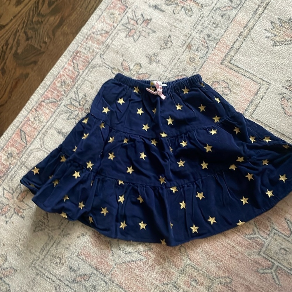 Mini Boden Navy blue corduroy skirt with gold stars